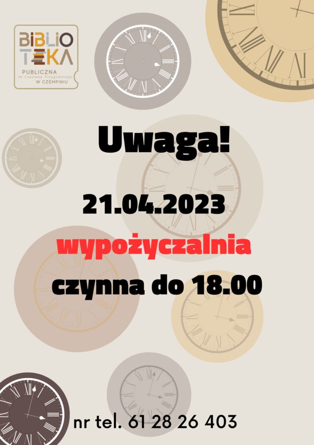 Zmiana godzin otwarcia w piątek 21 kwietnia 