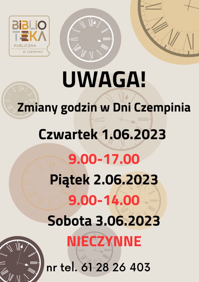 Dni Czempinia - godziny otwarcia