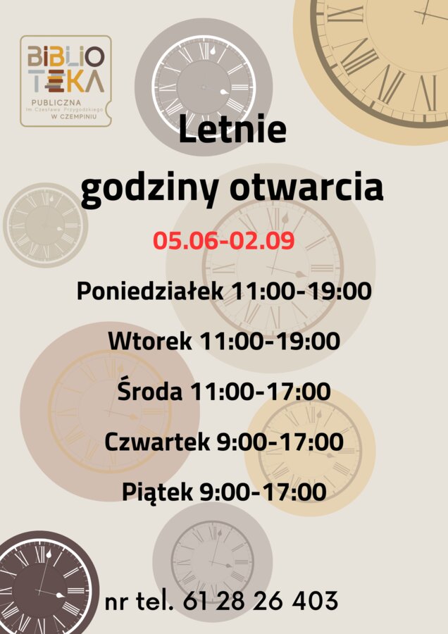 Letnie godziny otwarcia