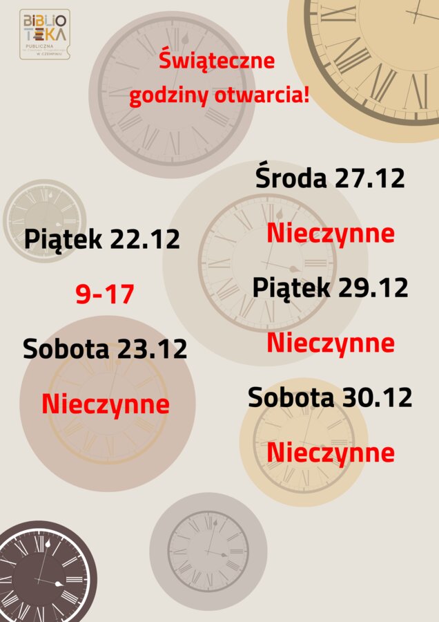 Godziny otwarcia koniec roku 2023